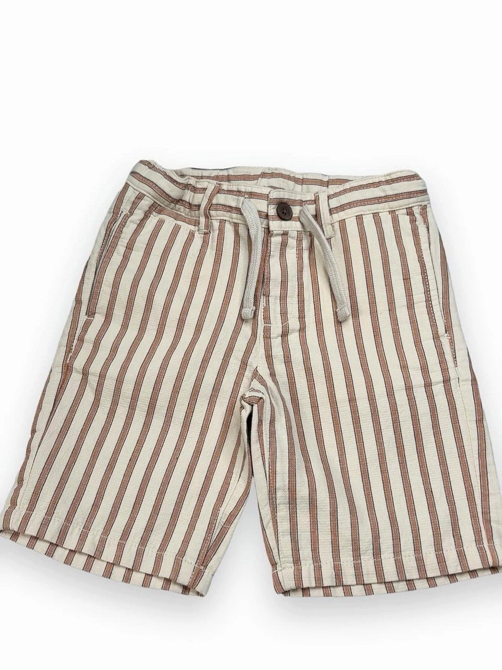 Mayoral Boys Ecru & Orange Striped Bermuda Shorts Size 5